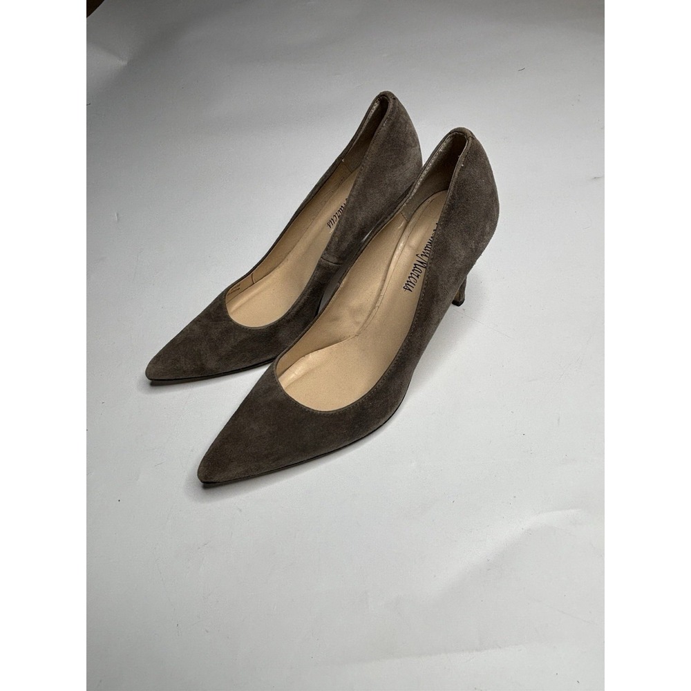 Neiman Marcus Womens 6.5M Cissy Gray Pointed Faux Suede Kitten Heel Shoes Classy